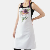 Tablier Aquarelle rose et violet florale personnalisée (Insitu)