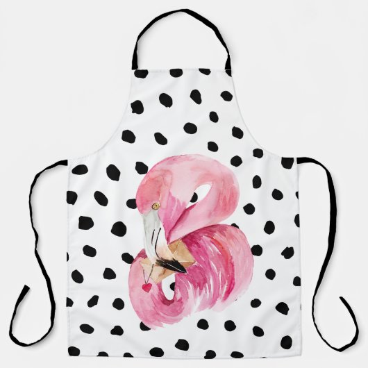 Tablier Aquarelle rose exotique moderne Flamant rose & poi (Recto)