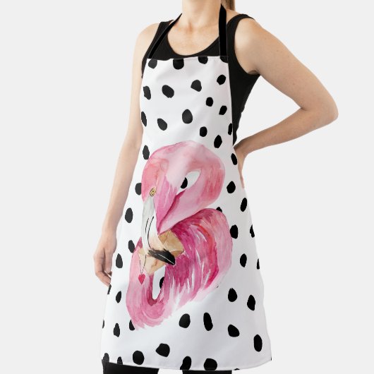 Tablier Aquarelle rose exotique moderne Flamant rose & poi (Insitu)