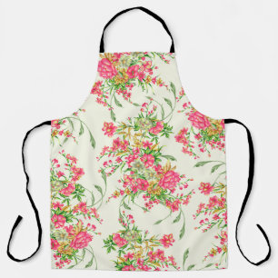 Tablier aquarelle rose fleur motif abstrait, art, dos