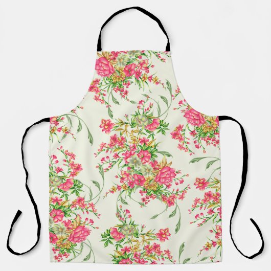 Tablier aquarelle rose fleur motif abstrait, art, dos (Recto)