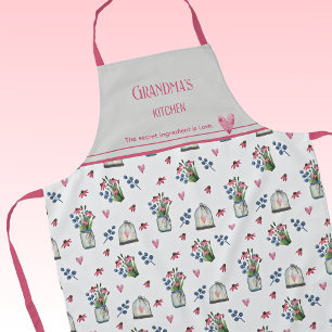 Tablier Aquarelle rose Fleur sauvage Coeur Cliche Motif