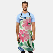 Tablier Aquarelle rose Fleurs Art (Porté)
