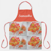 Tablier Aquarelle rose Florale Orange Carnet rose Peach (Recto)
