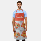 Tablier Aquarelle rose Florale Orange Carnet rose Peach (Porté)
