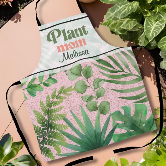 Tablier Aquarelle rose moderne Feuille Plante maman