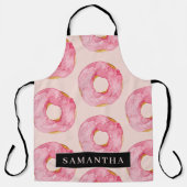 Tablier Aquarelle rose moderne Motif avec nom (Recto)
