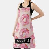 Tablier Aquarelle rose moderne Motif avec nom (Insitu)