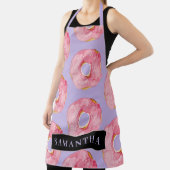 Tablier Aquarelle rose moderne Motif avec nom (Insitu)