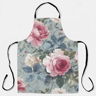 Tablier Aquarelle Rose ouverte en fleur douce