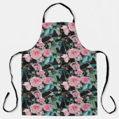 Tablier Aquarelle rose rose foncé Fleur floral Apron (Recto)