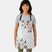 Tablier Aquarelle rose Roses blanches Noir Blanc Pois (Insitu)