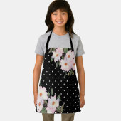Tablier Aquarelle rose Roses blanches Noir Blanc Pois (Insitu)