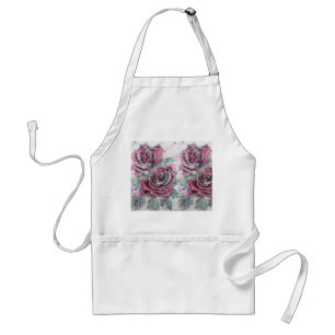 Tablier Aquarelle Rose rouge Fleur Floral Cuisine Apron