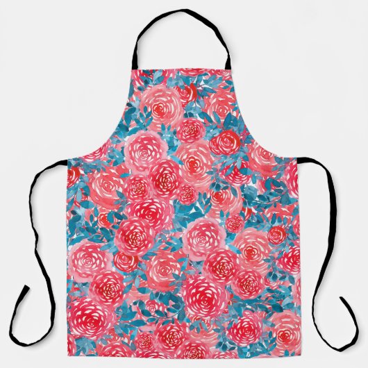 Tablier Aquarelle Rose tapisserie florale (Recto)