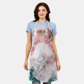 Tablier Aquarelle rose Turquoise Beauté Professionnel (Porté)