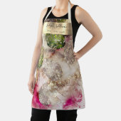 Tablier Aquarelle rose vert parties scintillant profession (Insitu)