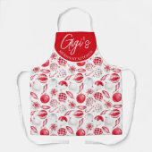 Tablier Aquarelle Rouge Blanc Baubles Gigi Cadeau Noël (Recto)