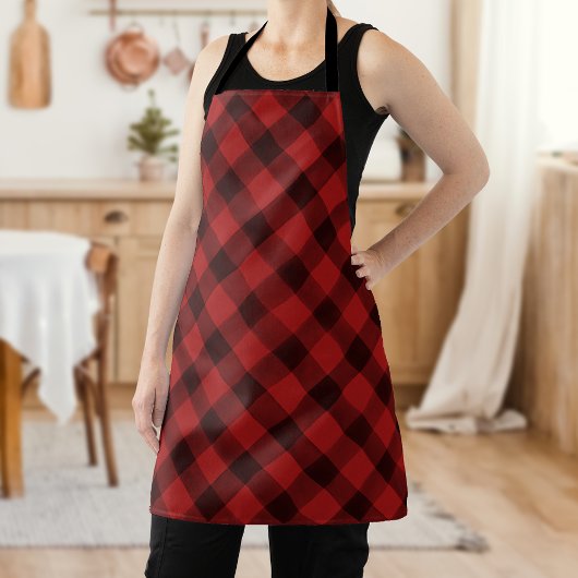 Tablier Aquarelle rouge et noir Buffalo Plaid Motif