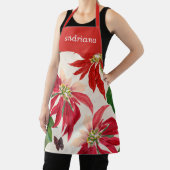 Tablier Aquarelle rouge rustique Poinsettia Flore Verdure (Insitu)