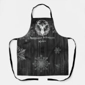 Tablier Aquarelle rustique renne blanc Personnalisé (Recto)