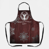 Tablier Aquarelle rustique Rinder blanc Personnalisé Rouge (Recto)