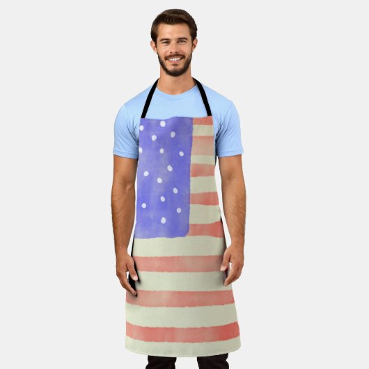 Tablier Aquarelle rustique USA drapeau américain (Porté)
