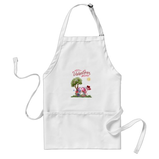 Tablier Aquarelle Saint Valentin Gnome Couple Apron (Devant)