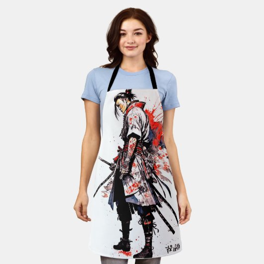 Tablier Aquarelle Samurai Apron - Esprit guerrier (Porté)