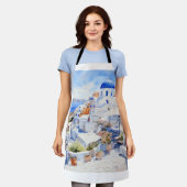 Tablier Aquarelle Santorin (Porté)
