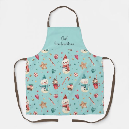 Tablier Aquarelle Snowman Bonbons et sucreries Motif Vacan (Recto)