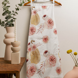 Tablier Aquarelle tendance Citrouille et fleurs   Automne