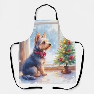 Tablier Aquarelle Terrier Australien Table de Noël