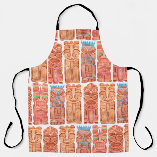Tablier Aquarelle tiki hawaii totem sans couture motif (Recto)