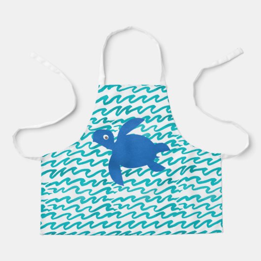 Tablier Aquarelle Tortue marine Shibori Wave (Recto)