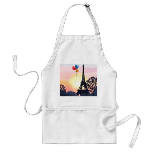 Tablier Aquarelle Tour Eiffel avec Ballons (Devant)