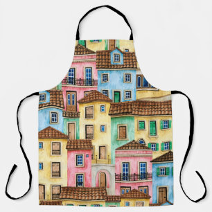 Tablier Aquarelle transparente motif avec Portugal abrite
