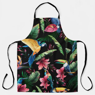 Tablier Aquarelle transparente motif, oiseaux tropicaux, t