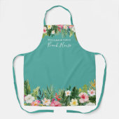 Tablier Aquarelle Tropical Floral Beach House Nom de famil (Recto)
