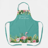 Tablier Aquarelle Tropical Floral Nom de famille Maison de (Recto)