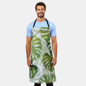 Tablier Aquarelle tropicale de Monstera verte (Porté)