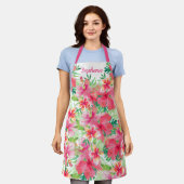 Tablier Aquarelle tropicale Floral Personnalisé (Porté)