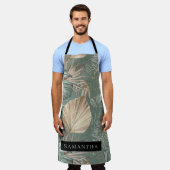 Tablier Aquarelle Tropicale Gold & Green Feuille Motif (Porté)