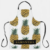 Tablier Aquarelle tropicale Motif ananas avec nom (Recto)