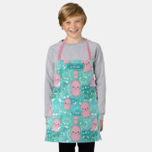 Tablier Aquarelle Turquoise des cochons roses Nom du Motif (Porté)