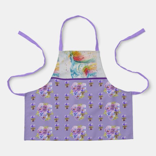 Tablier Aquarelle Unicorne Peinture Purple Womans Apron (Recto)