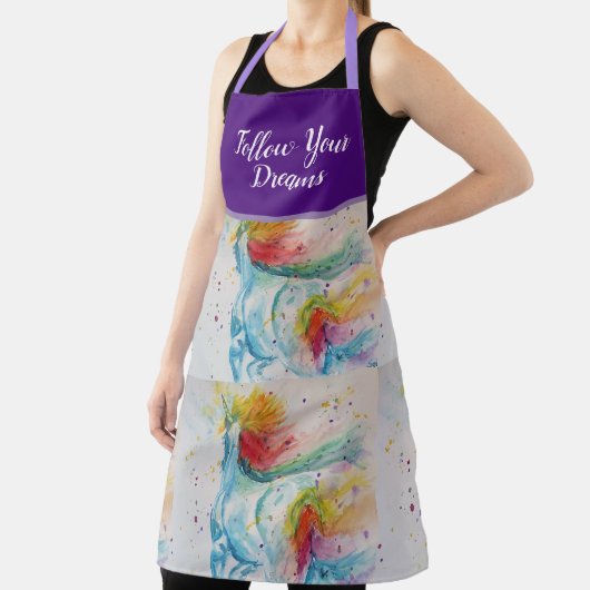 Tablier Aquarelle Unicorne Peinture Purple Womans Apron (Insitu)