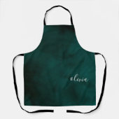 Tablier Aquarelle vert foncé Nom du monogramme (Recto)