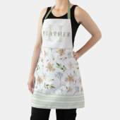 Tablier Aquarelle verte Sage Ressort Floral Monogramme (Insitu)