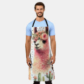 Tablier Aquarelle vintage Cute Llama (Porté)